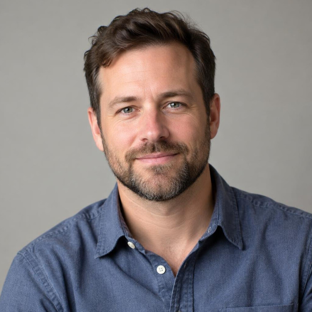 Portrait of a bearded man looking at the camera