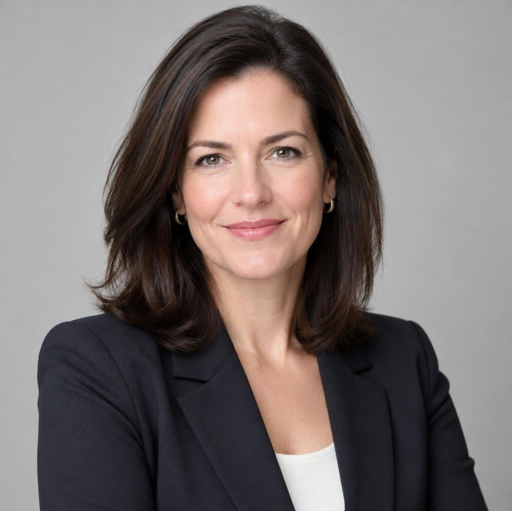 Portrait of a businesswoman in a dark blazer smiling